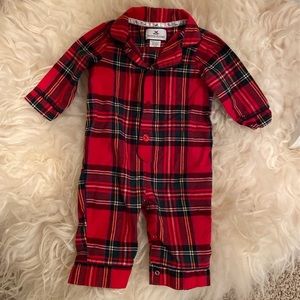 Petite Plume Holiday Tartan Romper 3-6m